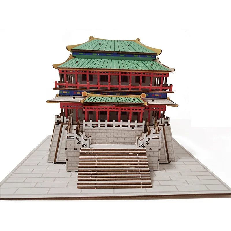 Yueyang Tower Miniature Building Block - Wooden Construction Assembly Model Kit Chinese Architecture Craft Ornament