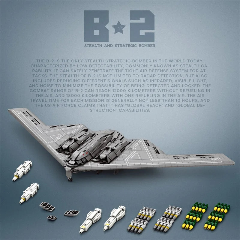 Blocchi da Costruzione Militare Tecnico USA B2 Ghost Stealth Ghost Bombardiere Caccia Modello Missile Speciale Seconda Guerra Mondiale WW2 Mattoncini Giocattoli per Bambini