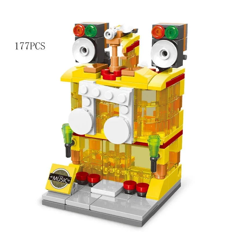 2025 Mini Shop Market Street View Sets Model Building Blocks Hamburger Restaurant Retail Store Creative Architecture Friend