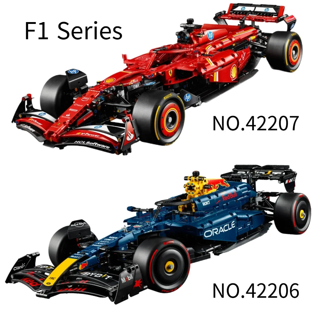 2025 New MINISO Disney F1 Racing Series Technical SF-24 42206 RaceCar RB 42207 Supercar Building Block Adult Car Birthday Gifs
