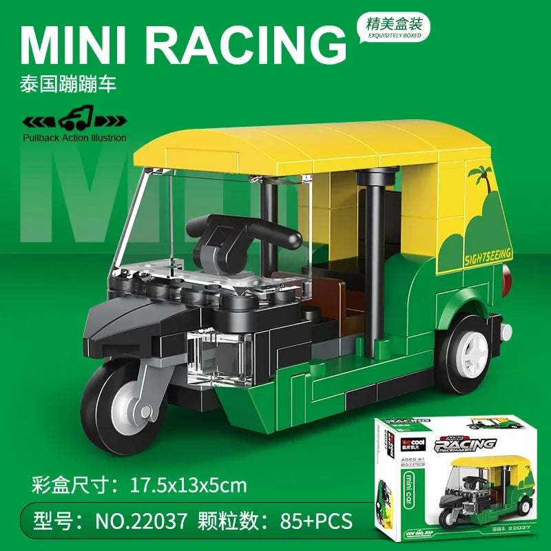 DIY Racing Car Bus Engineering Vehicle Ambulance Pull Back Model Building Blocks Brick Toys Children Boys Compatible With Lego