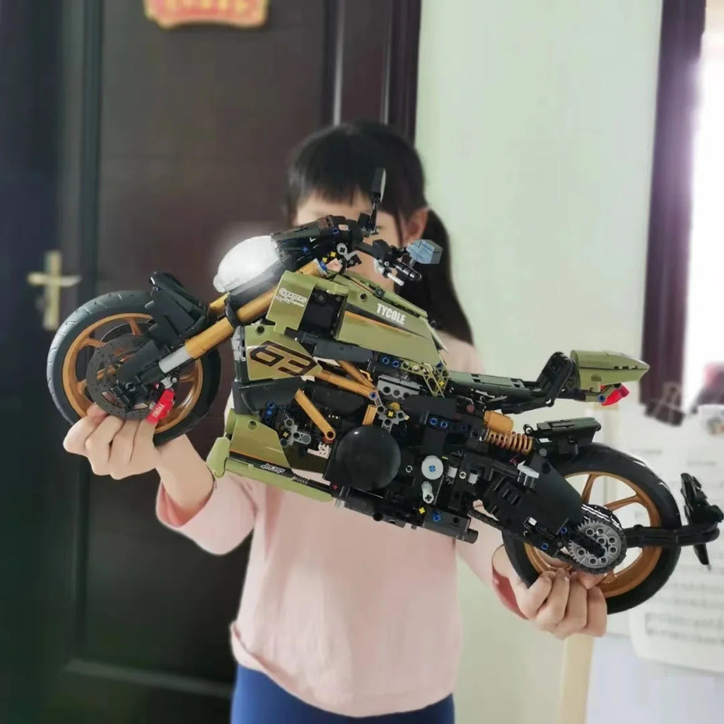 High Tech 1:5 Moto da Città Sportiva Rapida da Corsa Motocicletta Locomotiva Moc Modulare Mattoncino Modello Costruzione Blocchi Giocattolo Regalo per Ragazzi T4021
