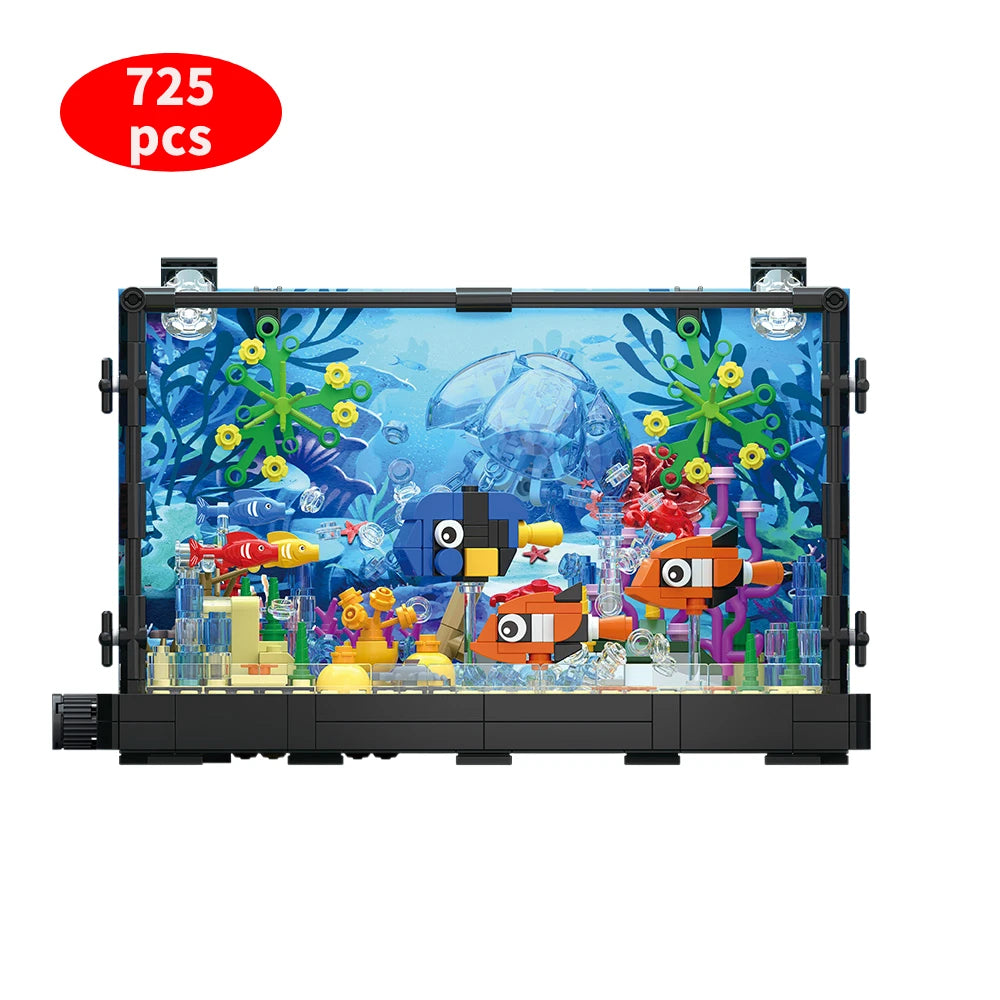 Fish Tank Building Blocks Brick With Led Lights，Aquarium，Toys for Boys Children Gifts home Decoration，Not Compatible with Legoed - CADA BRICKS®