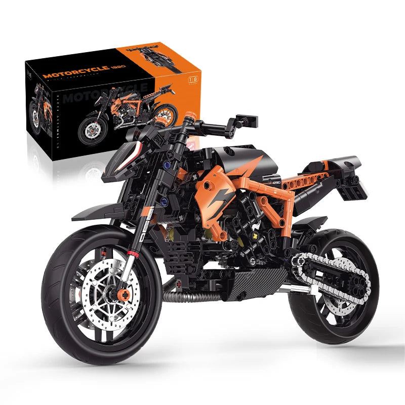 MOC City Classic 1:8 Technology MOTO Bricks Motorcycle Locomotive Vehicle Model Building Blocks Birthday Gifts for Children Boys