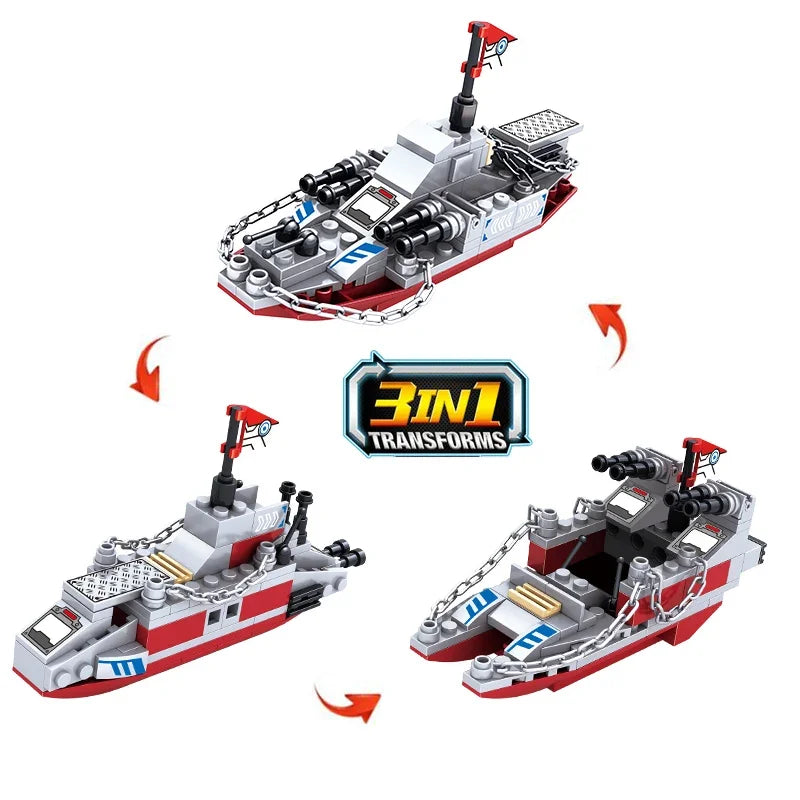 Building Blocks Navy Navy War Chariot Ship Army Boat Plane Model Warships Building Blocks C ...