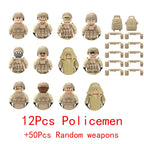 Military Weapons Guns Mortar Special Forces Police SWAT Gangster Jeeps Off-Road Armored Vehicle Model Soldier Building Block Toy