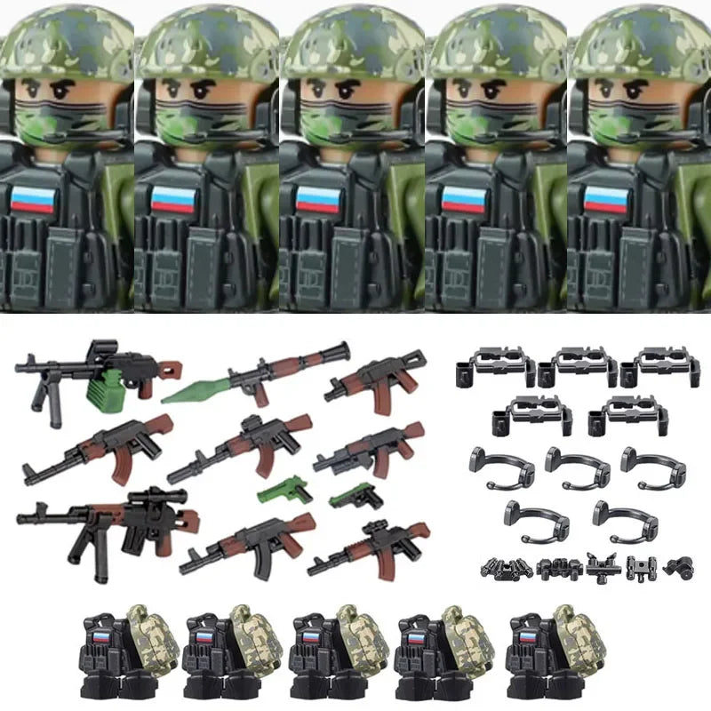 Military Army Figures Building Blocks SWAT Ghost Commando Special Forces Soldier Weapons Gun Hat Shield Belt AK Mini Bricks Toy - CADA BRICKS®
