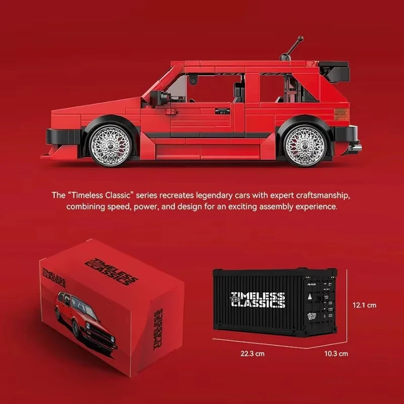 REATIVE Red Golf MK2 Car Building Blocks MOC Speed Vehicle Model Bricks High Tech Ideas Toy Kit Collection DIY Gift Kids Aldults - CADA BRICKS®