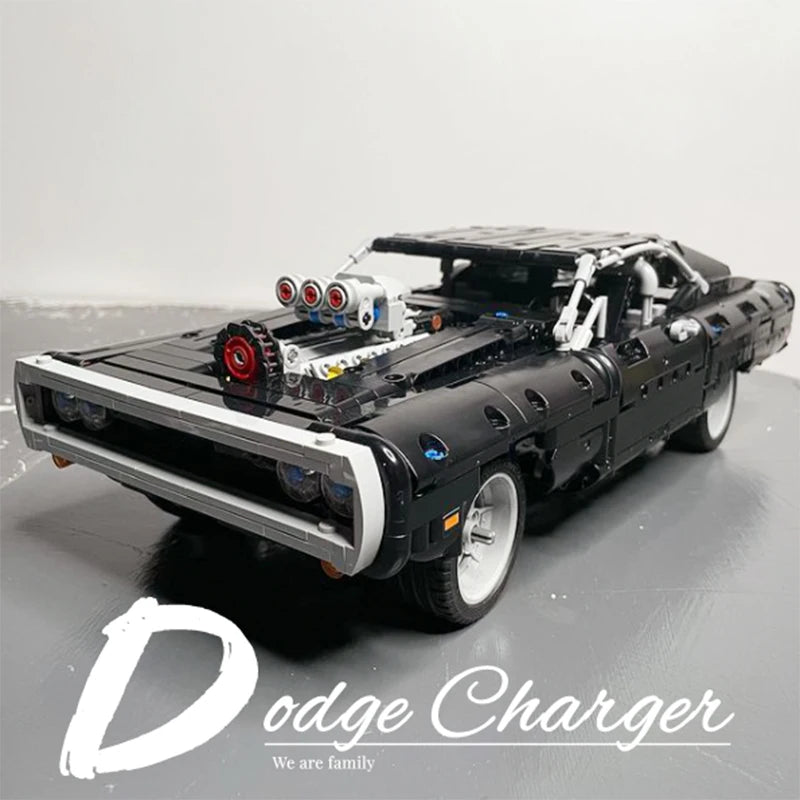 Modèle de bloc de construction de voiture technique Dodge Charger Voiture de sport dans le film Fast and Furious Véhicule de course Briques Jouets Cadeaux pour petit ami