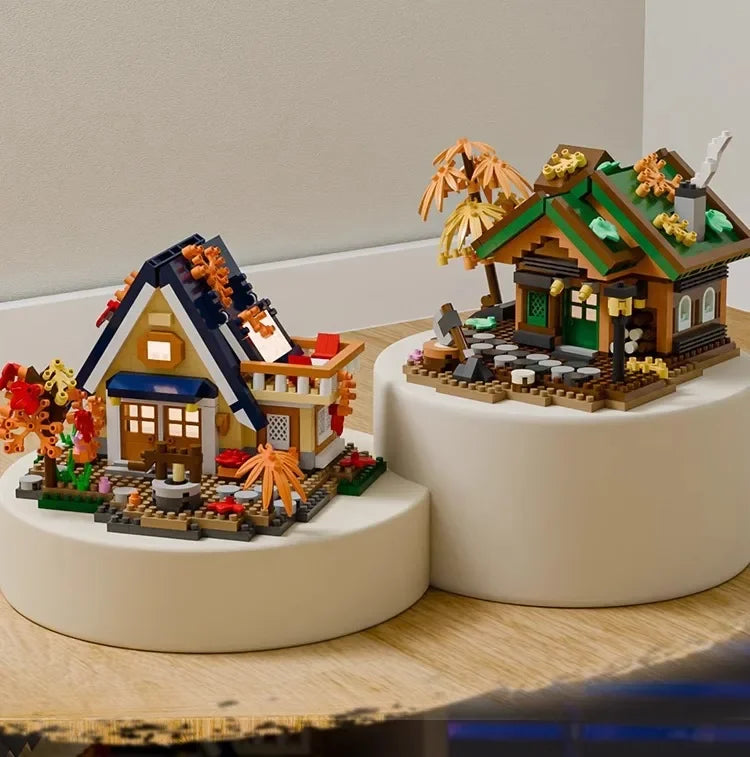 Forest House Building Blocks 3D Cherry Blossom Tree House Architecture Bricks Model Log Cabin Toys For Kids Santa Gift MZ322