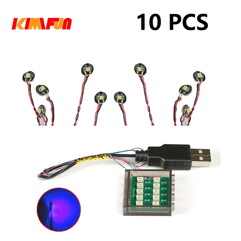 10PCS 0.8mm Pin RGB LED Building Blocks USB Lamp DIY Street Light City Electric Decorate 1X1 Brick Toy Compatible All Brands - CADA BRICKS®