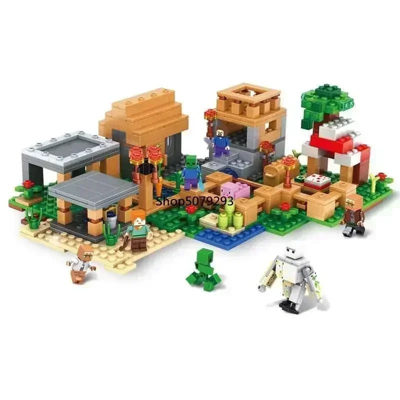 852pcs The Minecrafta Deep Dark Battle Ancient City Knight Sound Guard Village House Building Blocks For Children gifts Toys