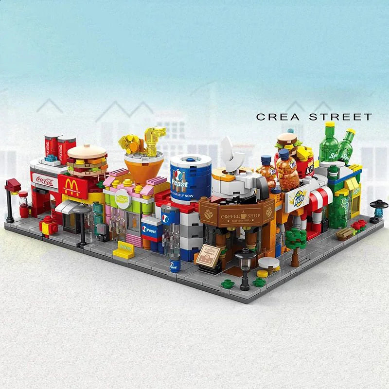 City Mini Shop Supermarket Street View Model Building Blocks Hamburger Restaurant Retail Store Bricks Architecture Friend Girl - CADA BRICKS®