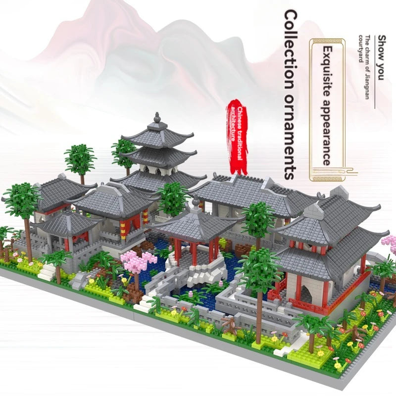 Mini Micro Brique Diamant Architecture Chinoise Célèbre Jardin Classique de Suzhou 3 en 1 Jouet Modèle de Brique de Construction pour Cadeau