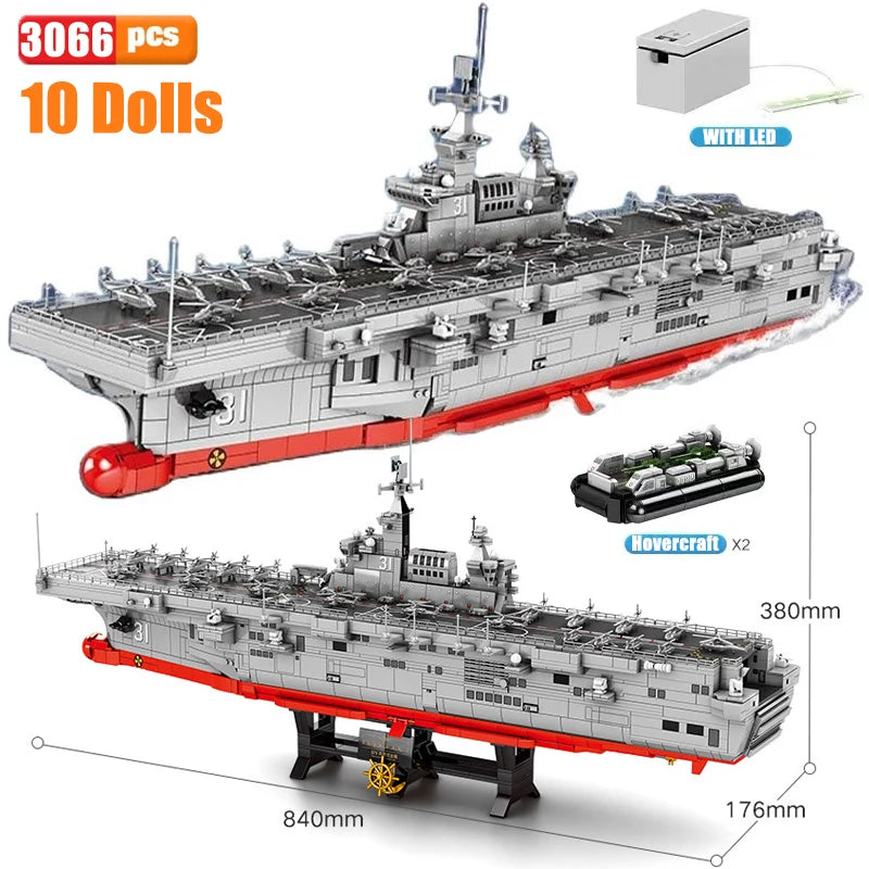 SEMBO Shandong Aircrafted Carrier Modular Building Blocks Military Navy Battleship Model Bricks WW2 Soldiers Toys For Kid Gift - CADA BRICKS®
