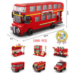 Bus City UK London Building Blocks School Vehicle Friends Wedding Car Traffic Bricks Double Station Girls Gifts Technique Toys - CADA BRICKS®