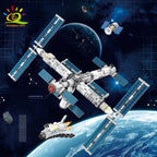 HUIQIBAO Space Station Building Blocks With Astronaut Figure City Aerospace Model Bricks Children Toys for Kids