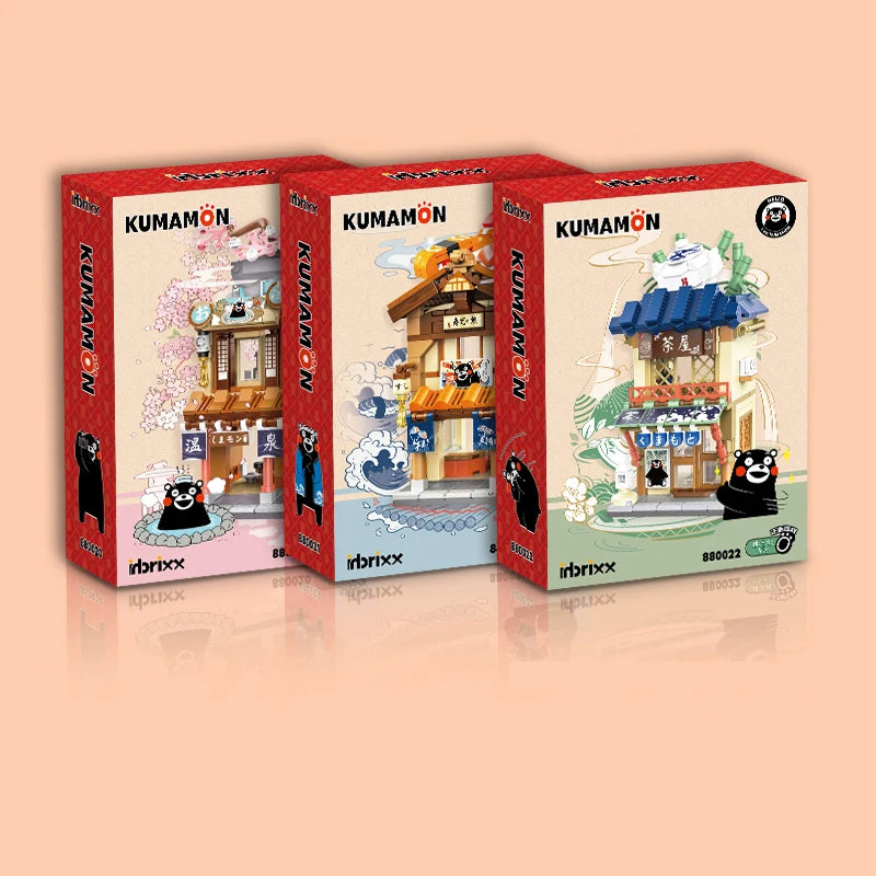 Mini City Street View Noodle Shop Building Blocks 4 in 1 Japanese Architecture Hot Spring House Toy Bricks Friends Children Gift