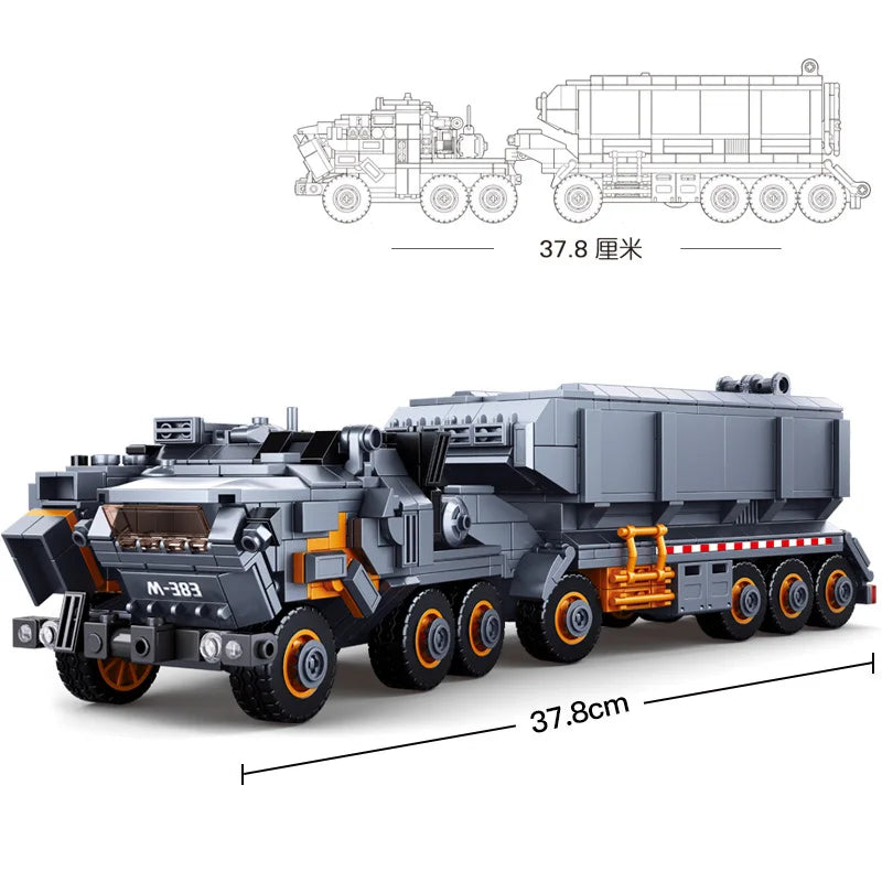 Military Model Building Block the Wandering Earth Heavy Transport Vehicle Truck 832pcs Educational Bricks Toy Boy