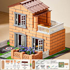 Multicolor DIY Building House Block Set Plastic Tile Houses Assemble Toy Miniature Size Villa Model Mini Brick Assembly