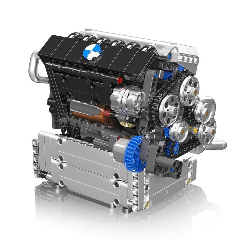 744 Pcs Mould King 10213 Motorized S55 Inline-6 Engine Model Building Set Puzzle Assembling Education Toys for Christmas Gifts