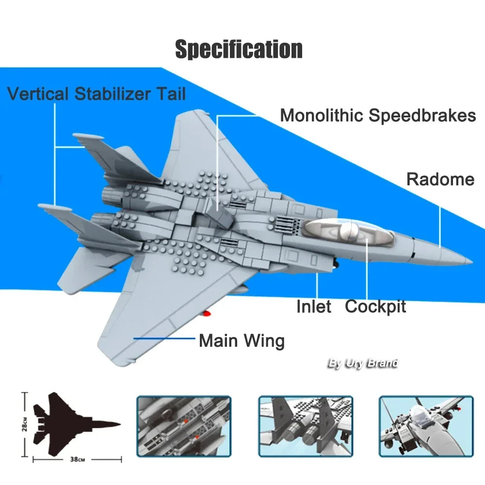 WW2 Military Army Avion Plane Jet Warcraft J-15 Eagle Fighter Morden Warplane Sets Aircraft Models Building Blocks Toys for Boys