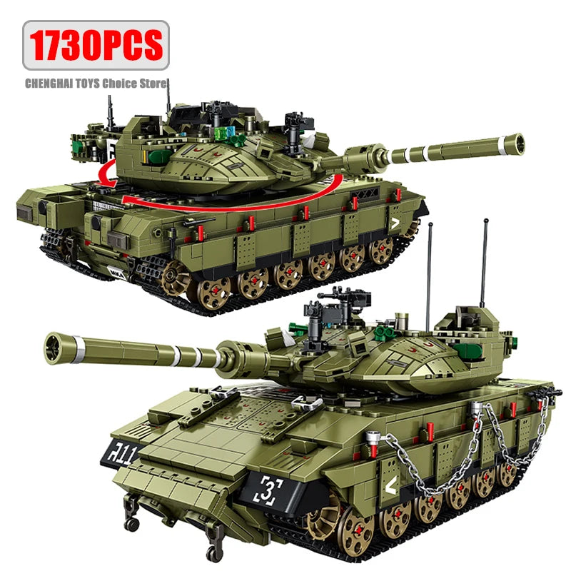 WW2 Military Leopard 2A4 Battle Tank Series Building Blocks Brick Model MOC Army Weapon Boy Set Kid Toy Childrens Christmas Gift