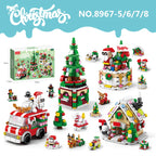 6 In 1 Upgraded Christmas Series Building Blocks Set With Light Creative Winter Village House DIY Bricks Toys For Kids Xmas Gift