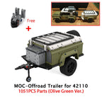 Customed Technical MOC Trailer Truck Container Offroad Trailer for Defender 42110 Building Blocks Model DIY Bricks Toy Gift