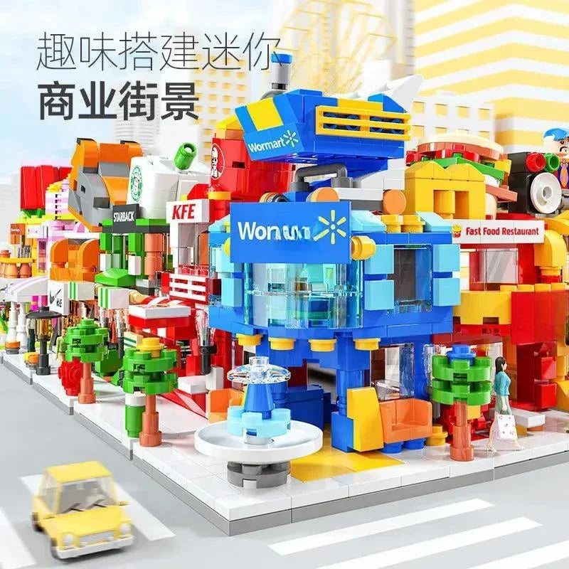 Architecture Street View House Building Blocks DIY Mini City Store Model Toys For Christmas Gifts