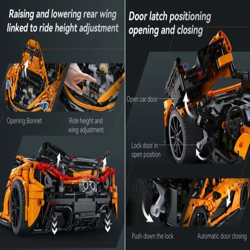 Cada 1:10 MOC Designer Pvdb Smiling Assassin Super Racing Car Model Building Blocks V8 Cylinder Car Speed Vehicle Toys for Kids - CADA BRICKS®