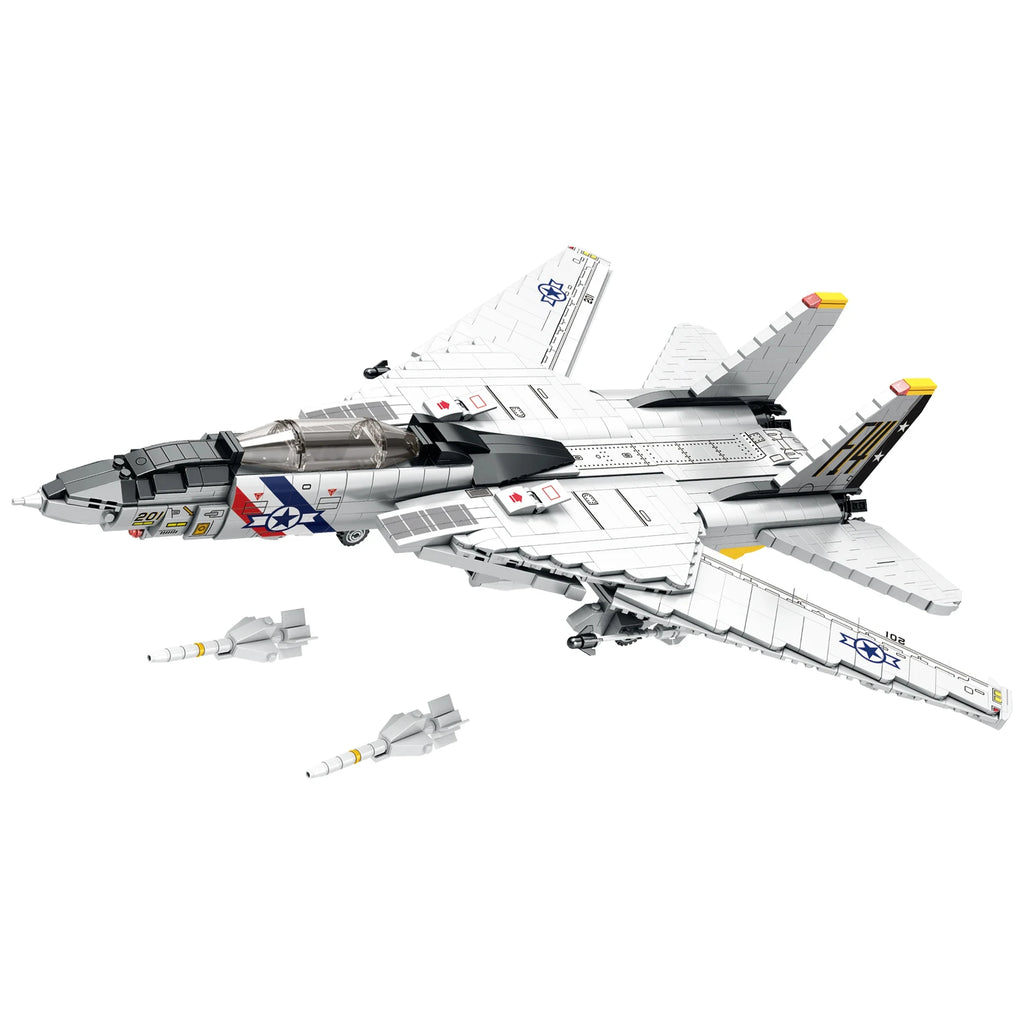 1443PCS Military Tomcat F14 Fighter Aircraft Building Blocks MOC Carrier-Base Fighter Model Bricks Set Holiday Gifts Kids Toys