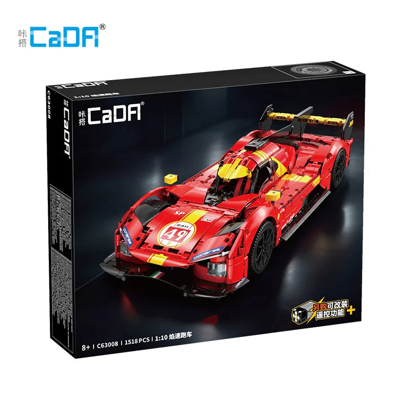 1518Pcs 1:10 Cada MOC City Remote Control Flame Racing Car Model Building Blocks RC V6 Sports Vehicle Bricks Toys Festival Gifts - CADA BRICKS®
