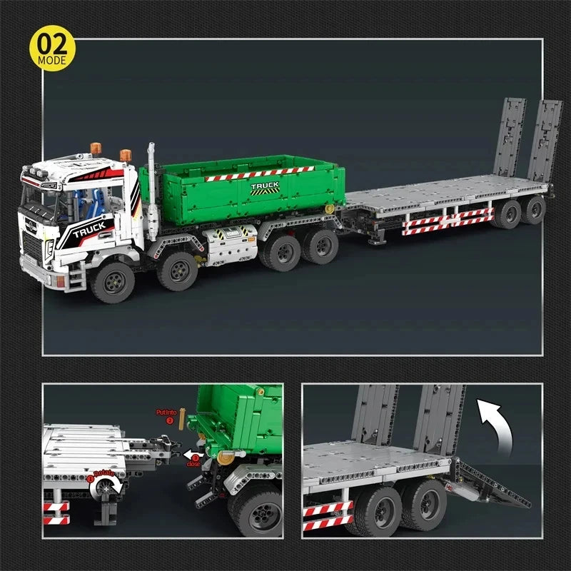 2950PCS Technical Truck Crane Vehicle Building Blocks Hook Lifting Truck Car Trailer Tow Model Bricks Toy For Kids Holiday Gifts