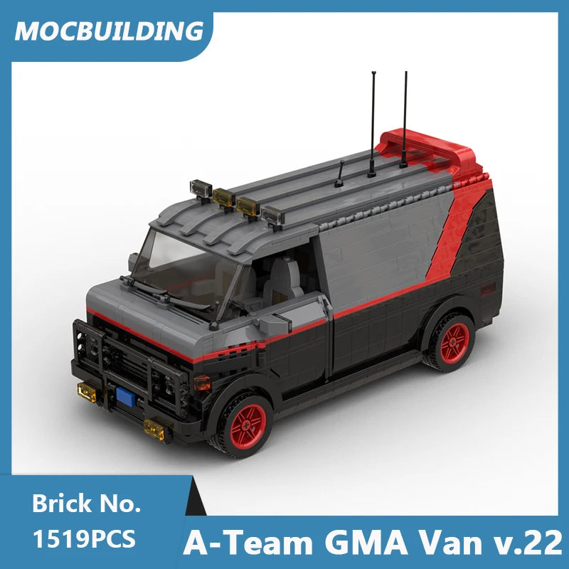 MOC Building Blocks A-Team GMA Van V.22 Model DIY Assembled Bricks Transportation Truck Creative Vehicle Xmas Toys Gifts 1519PCS