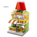 2025 Mini Shop Market Street View Sets Model Building Blocks Hamburger Restaurant Retail Store Creative Architecture Friend