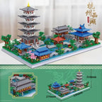 5186PCS Chinese Architecture Micro Building "Hangzhou West Lake "DIY Diamond Bricks with Ligh Toy for Kids Adult Gift