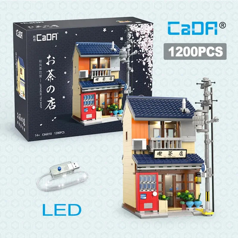With Packaging BOX LED City Japanese Tea Shop House Architecture Building Blocks Friends Shop Figures Bricks Toys for Kid Gifts - CADA BRICKS®