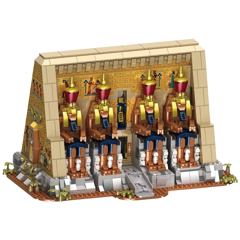 MOC Ancient Egyptian Pharaonic Pyramid Temple Building Blocks Architectural Building Toy Statues Hieroglyphics for Gift 2666PC