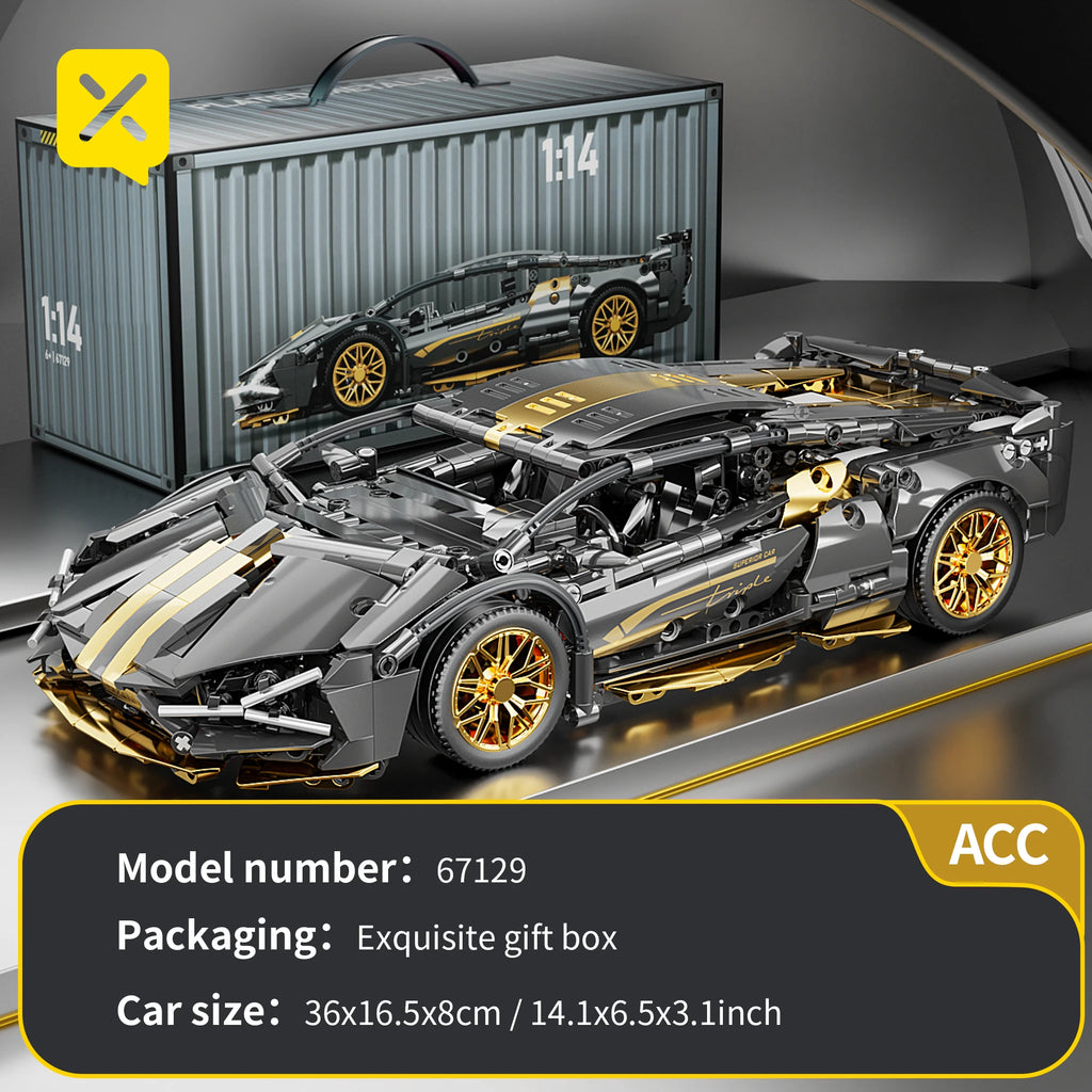 ToylinX 1:14 Supercar Building Block Toy Optional Power Group 14+ Technology Design Christmas Gift for Adults and Kids With Box