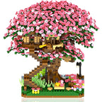 Mini Sakura Boom Bouwstenen Set Doe-Het-Zelf Kersenbloesem Bakstenen met Licht Boomhut Model Ornament Romantisch Cadeau voor Vriendin
