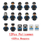 Military Weapons Guns Mortar Special Forces Police SWAT Gangster Jeeps Off-Road Armored Vehicle Model Soldier Building Block Toy