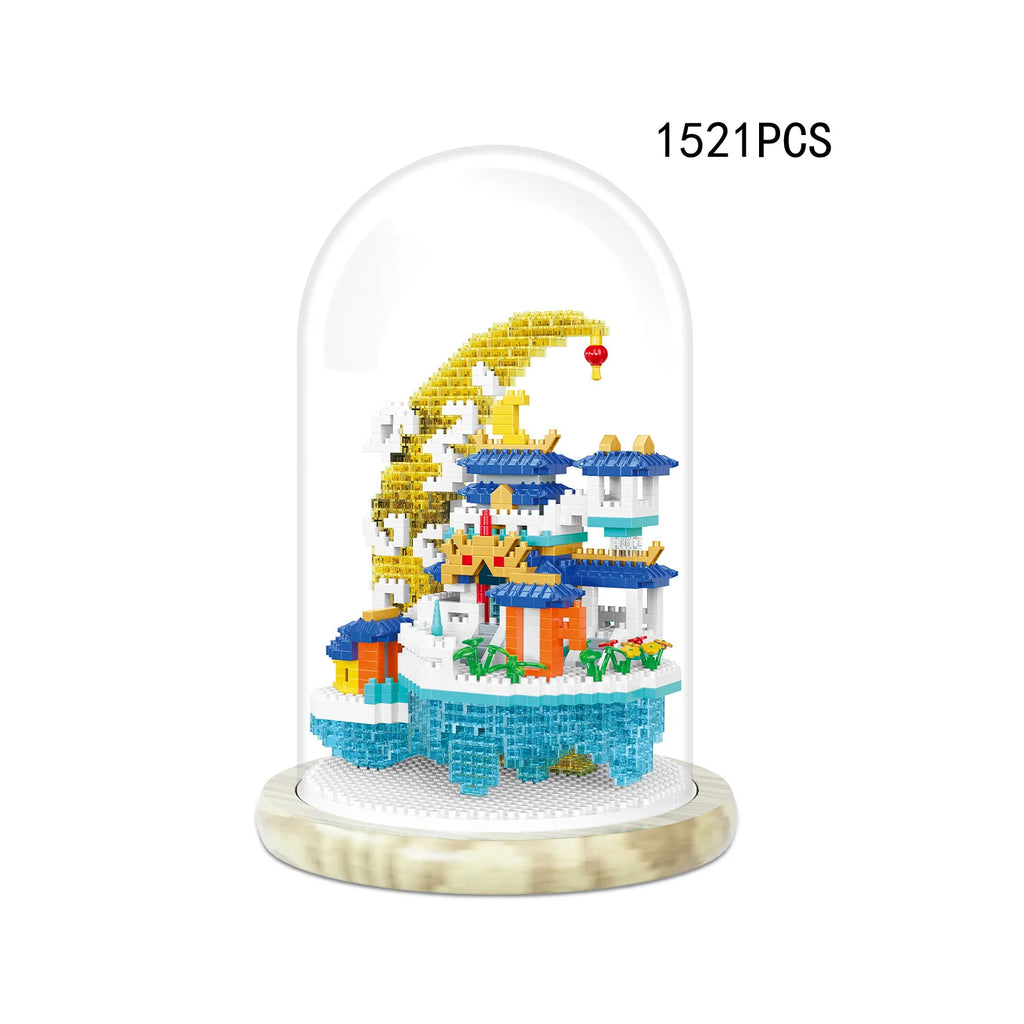iDEA Chinese Moon Palace Micro Diamond Block China Mythology Wonderland Architecture Nanobrick Building Brick Toy With Light