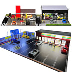 GFans NEW Model 1:64 Scale Diorama Car Garage Model With LED Lights Parking Lots City DIY Model Sets Collection Display Gifts