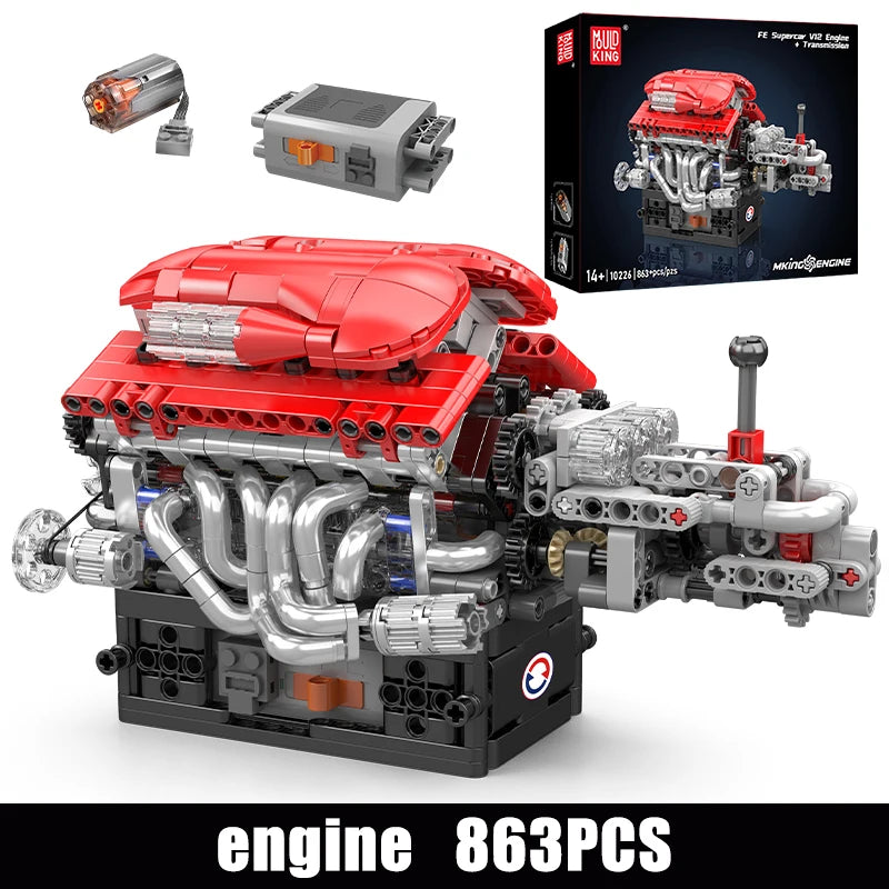 Mould King 102261 Engine Toys The Motorized V12 Engine Building Block Assembly V12 Engine Brick Kids Christmas Gift