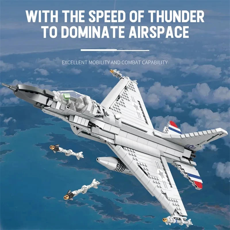 1427PCS Fighting Falcon F-16 Fighter Building Block USA Military Plane Model Bricks Desktop Decoration Toys Kids Holiday Gifts