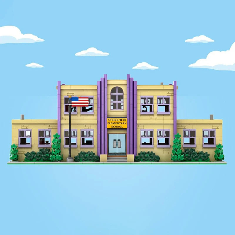 Moc Building Bricks Springfield Architecture Model Technology Simpsoned Modular Block City Street View Toy DIY Set Assembly Gift