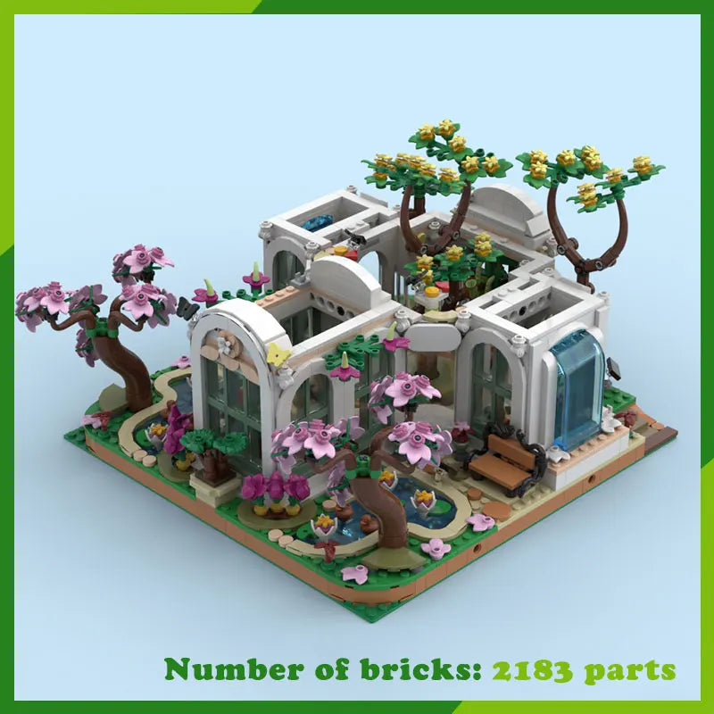 Botanisk hage urban arkitektur landskap MOC byggeklosser utstillingsmodell DIY klosser samlesett leker gaver 2183 deler