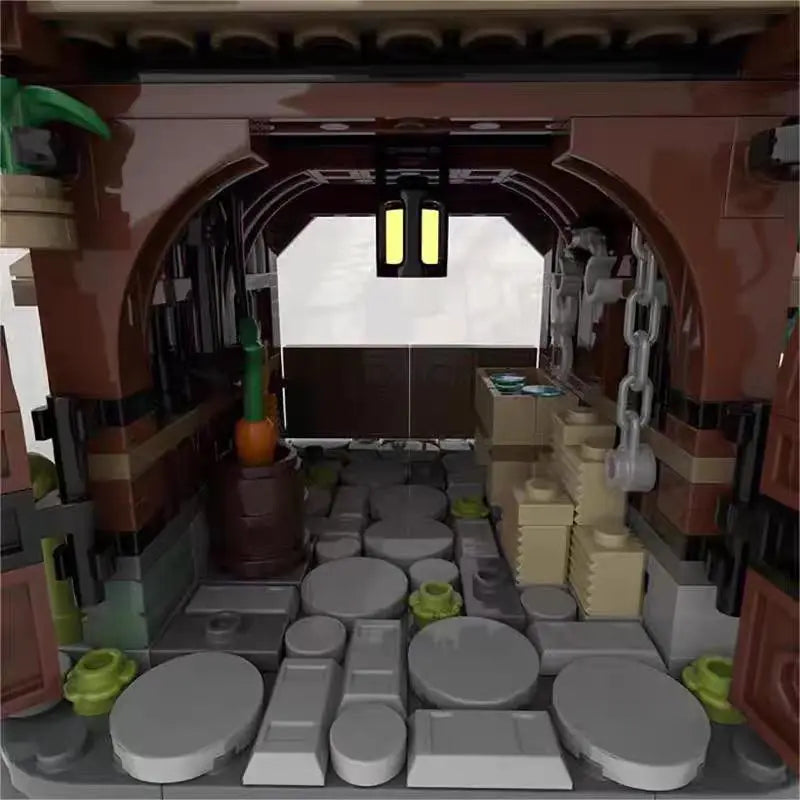 594pcs MOC Medieval Architecture Stable barn Building Block Model Set for Boys Room Decoration Creative Toy Gifts