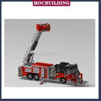 MOC City Fire Truck Transport Vehicle Rescue Tower Ladder Model Building Block Assembly Collection Boy Toy Gift